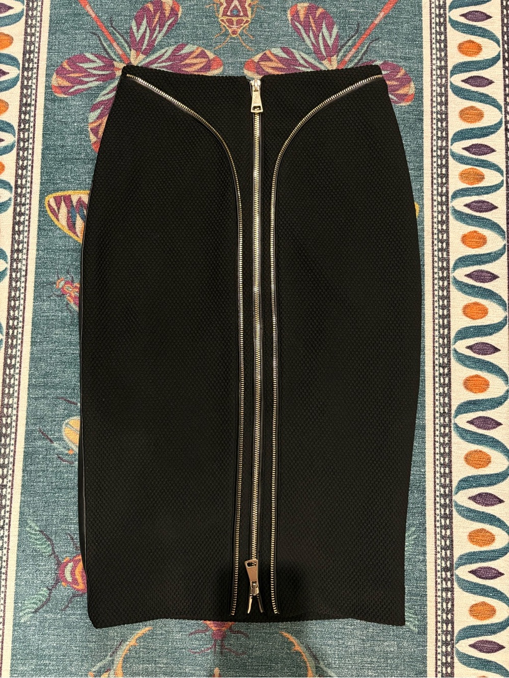 bebe Black Pencil Skirt with Double Gold Zippers